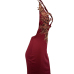 Sexy Deep V Neck Backless Wine Red Polyester Sheath Knee Length Dress