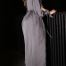 Sexy Deep V Neck Hollow-out Dark Grey Polyester Floor Length Dress