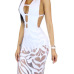 Sexy Deep V Neck See-Through White Polyester Sheath Knee Length Dress(With Lining)