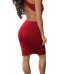 Sexy Deep V Neck Sleeveless Backless Red Cotton Blend Sheath Knee Length Dress