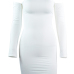 Sexy Dew Shoulder Long Sleeves Hollow-out White Blending Sheath Mini Dress