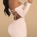 Sexy Dew Shoulder Long Sleeves Hollow-out White Blending Sheath Mini Dress