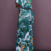 Sexy Dew Shoulder Printed Green Cotton Ankle Length Dress(Non Positioning Printing)