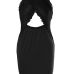 Sexy Hollow-out Black Milk Fiber Sheath Knee Length Dress