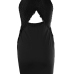 Sexy Hollow-out Black Milk Fiber Sheath Knee Length Dress