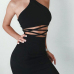 Sexy Hollow-out Black Polyester Sheath Mini Dress