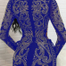 Sexy Hollow-out Rhinestone Decorative Blue Polyester Mini Dress