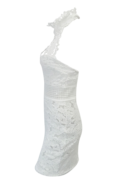 Sexy Hollow-out White Lace Sheath Mini Dress