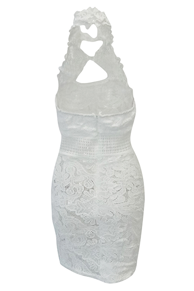 Sexy Hollow-out White Lace Sheath Mini Dress