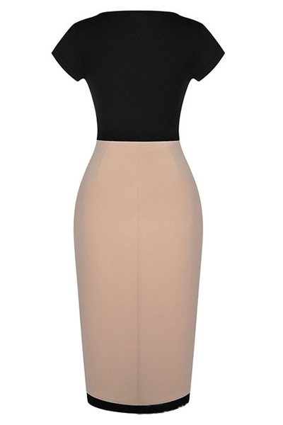 Sexy O Neck Short Sleeve Sheath Mid Calf Polyester Dress