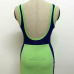 Sexy O Neck Tank Sleeveless Backless Hollow-out Mesh Patchwork Green Polyester Sheath Mini Dress