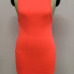 Sexy O Neck Tank Sleeveless Backless Side Zipper Design Fluorescent Red Polyester Sheath Knee Length Dress