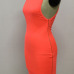 Sexy O Neck Tank Sleeveless Backless Side Zipper Design Fluorescent Red Polyester Sheath Knee Length Dress