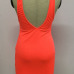 Sexy O Neck Tank Sleeveless Backless Side Zipper Design Fluorescent Red Polyester Sheath Knee Length Dress