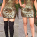 Sexy O Neck Tank Sleeveless Gold Sequined Sheath Mini Dress