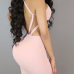 Sexy Round Neck Hollow-out Pink Polyester Sheath Mini Dress