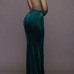 Sexy Round Neck Long Sleeves Gauze Patchwork Green Velvet Sheath Floor Length Dress