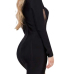 Sexy Round Neck Long Sleeves Hollow-out Black Polyester Sheath Mini Dress