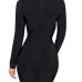 Sexy Round Neck Long Sleeves Hollow-out Black Polyester Sheath Mini Dress