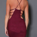 Sexy Round Neck Sleeveless Hollow-out Wine Red Qmilch Sheath Mini Dress