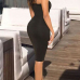 Sexy Spaghetti Strap See-Through Black Polyester Knee Length Dresses