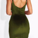 Sexy Square Collar Sleeveless Backless Green Polyester Mini Dress