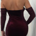 Sexy Strapless Lace-up Hollow-out Wine Red Velvet Mini Dress