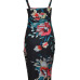 Sexy U-shaped Neck Sleeveless Floral Print  Black Milk Fiber Sheath Knee Length Dress