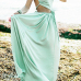 Sexy V Neck Hollow-out Green Chiffon Beach Ankle Length Dress