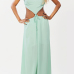 Sexy V Neck Hollow-out Green Chiffon Beach Ankle Length Dress