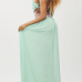 Sexy V Neck Hollow-out Green Chiffon Beach Ankle Length Dress