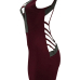 Sexy V Neck Hollow-out Wine Red Polyester Sheath Mini Dress