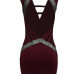 Sexy V Neck Hollow-out Wine Red Polyester Sheath Mini Dress