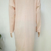 Sexy V Neck Long Sleeves Asymmetrical Pink Polyester Dress