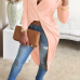 Sexy V Neck Long Sleeves Asymmetrical Pink Polyester Dress