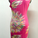 Sexy V Neck Print Sleeveless Rosy Polyester Sheath Knee Length Women Dress