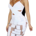 Sexy V Neck See-Through White Milk Fiber Sheath Mini Dress(Include Briefs)