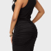 Sexy V Neck Sleeveless Drape Design Black Healthy Fabric Sheath Knee Length Dress