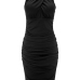 Sexy V Neck Sleeveless Drape Design Black Healthy Fabric Sheath Knee Length Dress