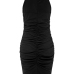 Sexy V Neck Sleeveless Drape Design Black Healthy Fabric Sheath Knee Length Dress