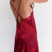 Sexy V Neck Spaghetti Strap Sleeveless Backless Red Polyester Mini Dress