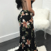 Sexy V Neck Spaghetti Strap Sleeveless Printed Backless Black Milk Fiber Floor Length Dress