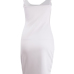 Sexy V Neck Spaghetti Strap Sleeveless White Cotton Sheath Knee Length Women Dress