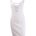 Sexy V Neck Spaghetti Strap Sleeveless White Cotton Sheath Knee Length Women Dress