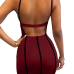 Sexy V Neck Striped Hollow-out Wine Red Milk Fiber Sheath Mini Dress