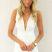 Sexy V Neck Tank Sleeveless Asymmetrical Solid White Mini Dress