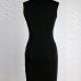 Sexy V Neck Tank Sleeveless Front Lace-up Hollow-out Side Split Black Cotton Blend Sheath Mini Dress