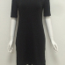 Simple O Neck Short Sleeves Black Cotton Blend Mini Dress (Without Accessories)