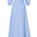 Stylish Dew Shoulder Asymmetrical Blue Polyester Ankle Length Dress