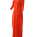 Stylish Dew Shoulder Falbala Design Orange Polyester Ankle Length Dress